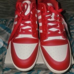 Adidas Red and White Sneakers